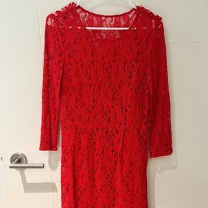Red Lace Madewell Dress Size M